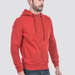 Numero Uno Cherry Red Regular Fit Hooded Sweatshirt image 4