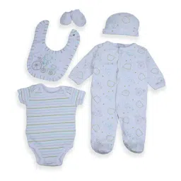 Baby Moo Kids White Cotton Printed Romper Set-picture-36