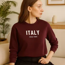 Lagashi Women Typography Printed Round Neck Sweatshirt image 2