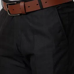 Cantabil Black Regular Fit Flat Front Trousers image 4