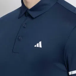 adidas Blue Regular Fit Striped Golf Polo T-Shirt image 4