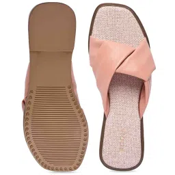 Rocia by Regal Women's Peach Cross Strap Sandals image 4