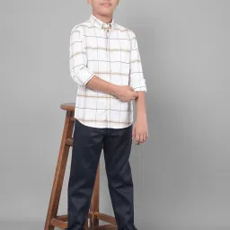 Crimsoune Club Kids Off White Checks Full Sleeves Shirt image 4