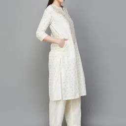 Melange by Lifestyle Off-White Printed Straight Kurta image 4
