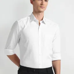 Arrow White Cotton Slim Fit Self Pattern Shirt image 4