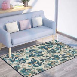 Presto Blue & Beige Polyester Washable Carpet-picture-33