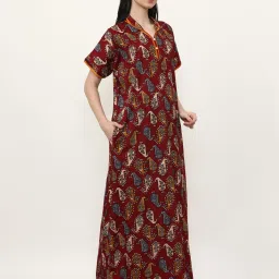 Jaipur Kurti Maroon Printed Night Dress image 4