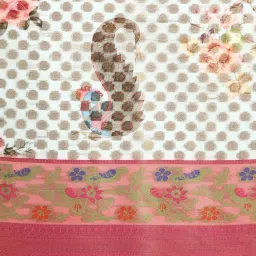 Silk Land Blue & Pink Silk Printed Saree With Unstitched Blouse image 4