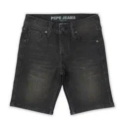 Pepe Jeans Kids Black Solid Denim Shorts-picture-28