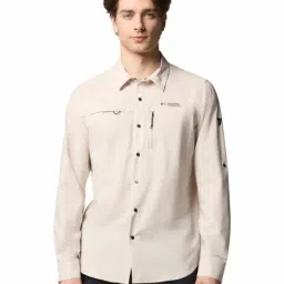 Columbia Mens Beige Omni-Shade Broad Spectrum Summit Valley Woven Shirt-image-71