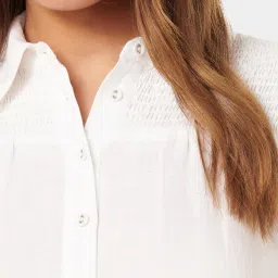Forever New White Linen Regular Fit Shirt image 4