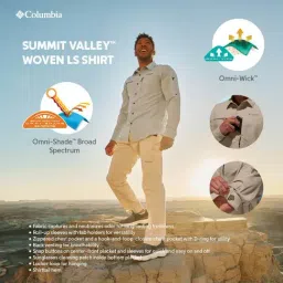 Columbia Mens Beige Omni-Shade Broad Spectrum Summit Valley Woven Shirt image 2