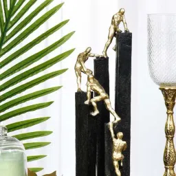 @home Nilkamal Black & Gold Polyresin Team Climbing On Block Decorative Showpiece-image-13