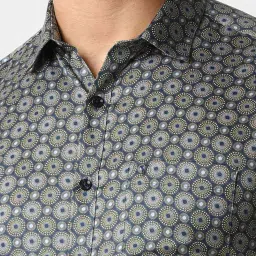 Van Heusen Grey Cotton Slim Fit Printed Shirt image 4