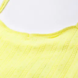 Koton Women Yellow Self-Design Pure Cotton Open Knit Shoulder Straps Top image 2