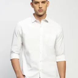 showoffff SHOW OFF White Cotton Slim Fit Solid Shirt-picture-39