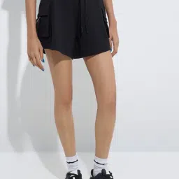 studiofit women Studiofit by Westside Black High-Rise Cotton-Blend Shorts-picture-13
