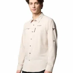 Columbia Mens Beige Omni-Shade Broad Spectrum Summit Valley Woven Shirt image 4