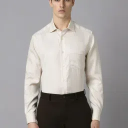 Louis Philippe Cream Cotton Regular Fit Self Pattern Shirt-picture-17