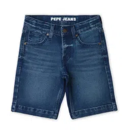 Pepe Jeans Kids Dark Blue Solid Denim Shorts-picture-22