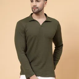 Rigo Polo Collar Waffle Knit Cotton T-shirt-image-21