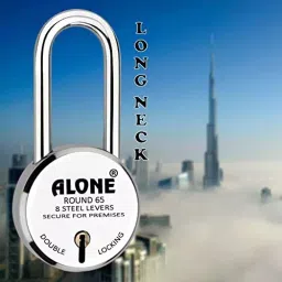 ALONE LOCKS Round 65 mm Alloy Steel Chrome 5 Keys Each Double Locking Padlock (Pack of 2) image 4