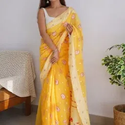 CANIZZARO Paisley Zari Silk Blend Banarasi Saree-picture-18
