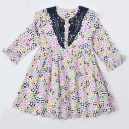 Bella Moda Kids Multicolor Floral Print Full Sleeves Fit & Flare Dress-picture-49