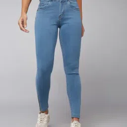 DOLCE CRUDO Light Blue Denim Skinny Fit High Rise Jeans-picture-24