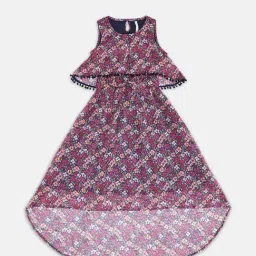 Pantaloons Junior Navy & Pink Floral Print Dress-picture-30