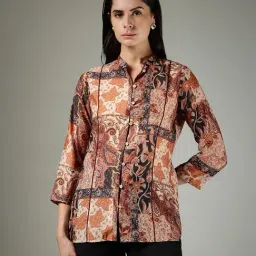 Fablestreet Rust Polyester Regular Fit Tribal Casual Shirt-picture-13