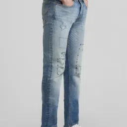 Jack & Jones Medium Blue Cotton Slim Fit Distressed Jeans image 3