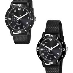 CSAMON Unisex Pack Of 2 Dial & Straps Analogue Watch C_1001 BLK D Aeviyo Couple S_F-picture-2