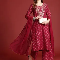 Anouk Women Ethnic Motifs Print Gotta Patti Kurta with Palazzos & Dupatta image 1