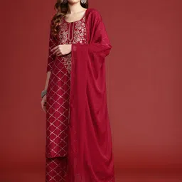 Anouk Women Ethnic Motifs Print Gotta Patti Kurta with Palazzos & Dupatta image 5