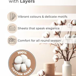 Layers Forever Pink Ethnic Motifs Pure Cotton 120 TC Double King Bedsheet Set-2.74mx2.74m image 3