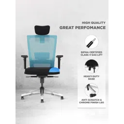 The Sleep Company SmartGrid Stylux Nylon Fibre Blue & Black High Back Chair image 4