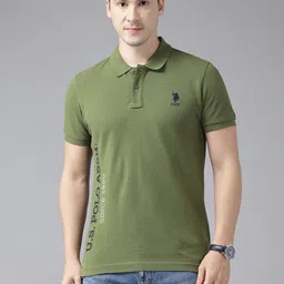 U.S. Polo Assn. Brand Logo Printed Polo Collar Pure Cotton Slim Fit T-shirt image 4