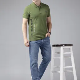U.S. Polo Assn. Brand Logo Printed Polo Collar Pure Cotton Slim Fit T-shirt image 3