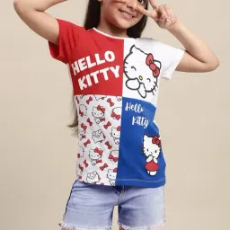 Kidsville Multicolor Cotton Printed Hello Kitty T-Shirt-image-90