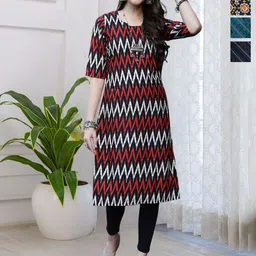 HERE&NOW Women Ethnic Motifs Printed Round Neck Straight Kurtas-picture-30