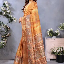 NEGRONI Abstract Printed Zari Saree With Blouse Piece image 5