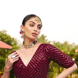 HERE&NOW Embroidered Radymade Saree Blouse-picture-17
