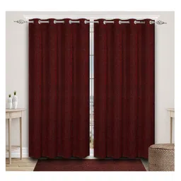 Saral Home Jacquard Grommet Curtains, 4 X 9 Feet, Maroon, Pack of 2-image-91