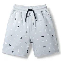 Taeko Single Jersey Knit Knee Length Printed Shorts - Light Blue-picture-12