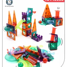 Aditi Toys 48 PCS Magnetic Tiles Building Set for Kids, STEM Educational Learning Toy with Marble Run, Slides, Balls & Windows, 3D Magnetic Blocks for Boys & Girls Ages 3+-image-82