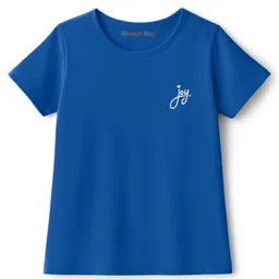 Kookie Kids Single Jersey Knit Half Sleeves T-Shirt with Small HD Print - Blue-image-97
