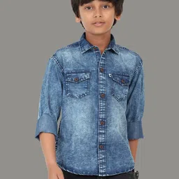 AIDAN PAUL Boys Comfort Faded Denim Casual Shirt-picture-17