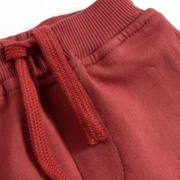 Babyhug French Terry Knit Full Length Lounge Pant With Text Patch - Brown image 4