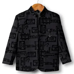 Dapper Dudes Full Sleeves Typography Printed Jacket With Tee Set - Black image 4